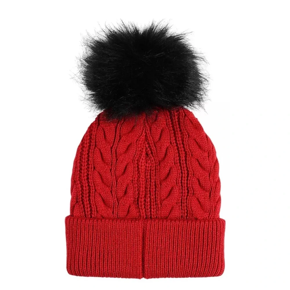 Obermeyer Fir FF Beanie Red Knit Pom Pom Adult NWT - Picture 2 of 2